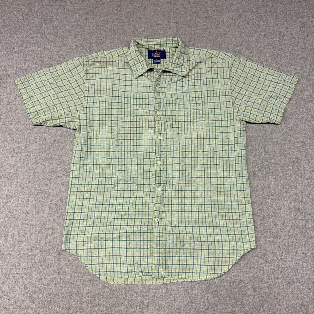 U.S. Expedition | Button Down Shirt | XL | Green Plaid | Cotton Short Sleeve Top